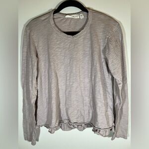 WILT pink tan long slv tshirt ruffle hem sz XS California beachy coquette